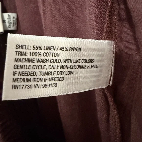 Women's Mid-Rise Wide Leg Linen Pull-On Pants - A New Day™ Brown M: Seam Pocket - Picture 10 of 14